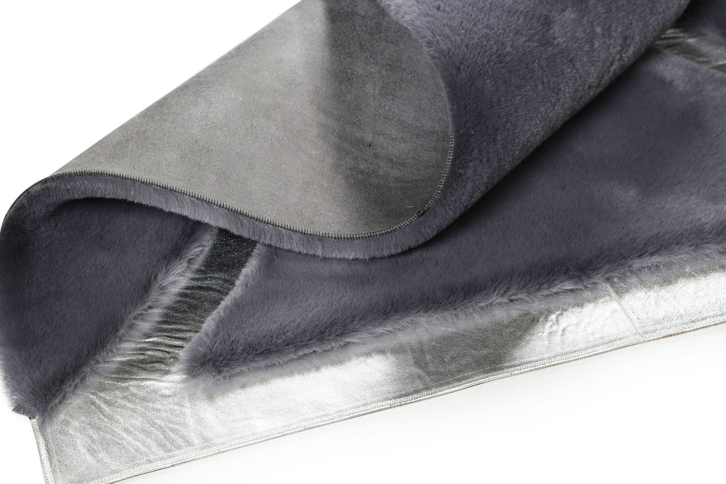 Gray Plush Rug with Silver Foil