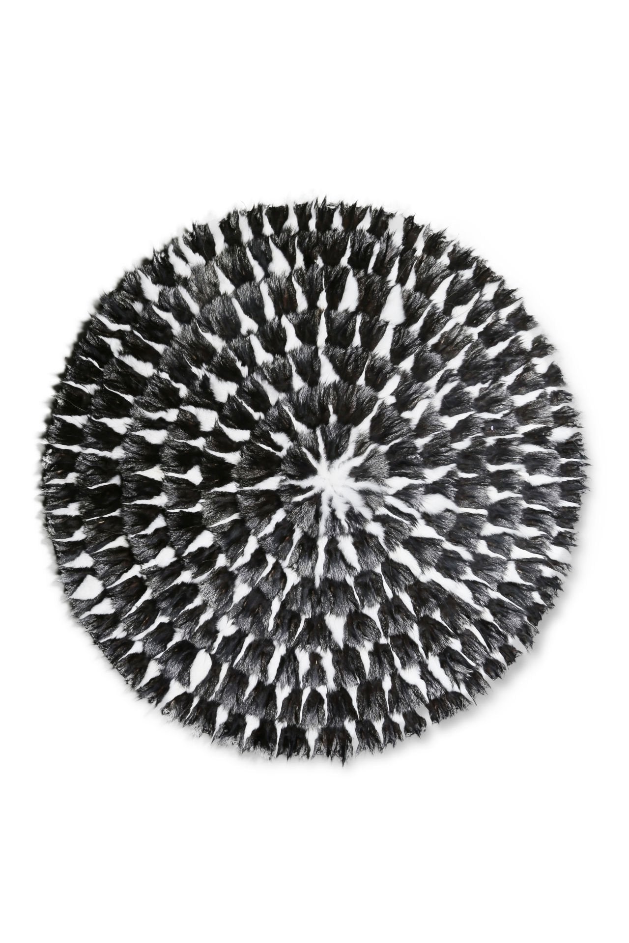 Black & White Round Fur Rug