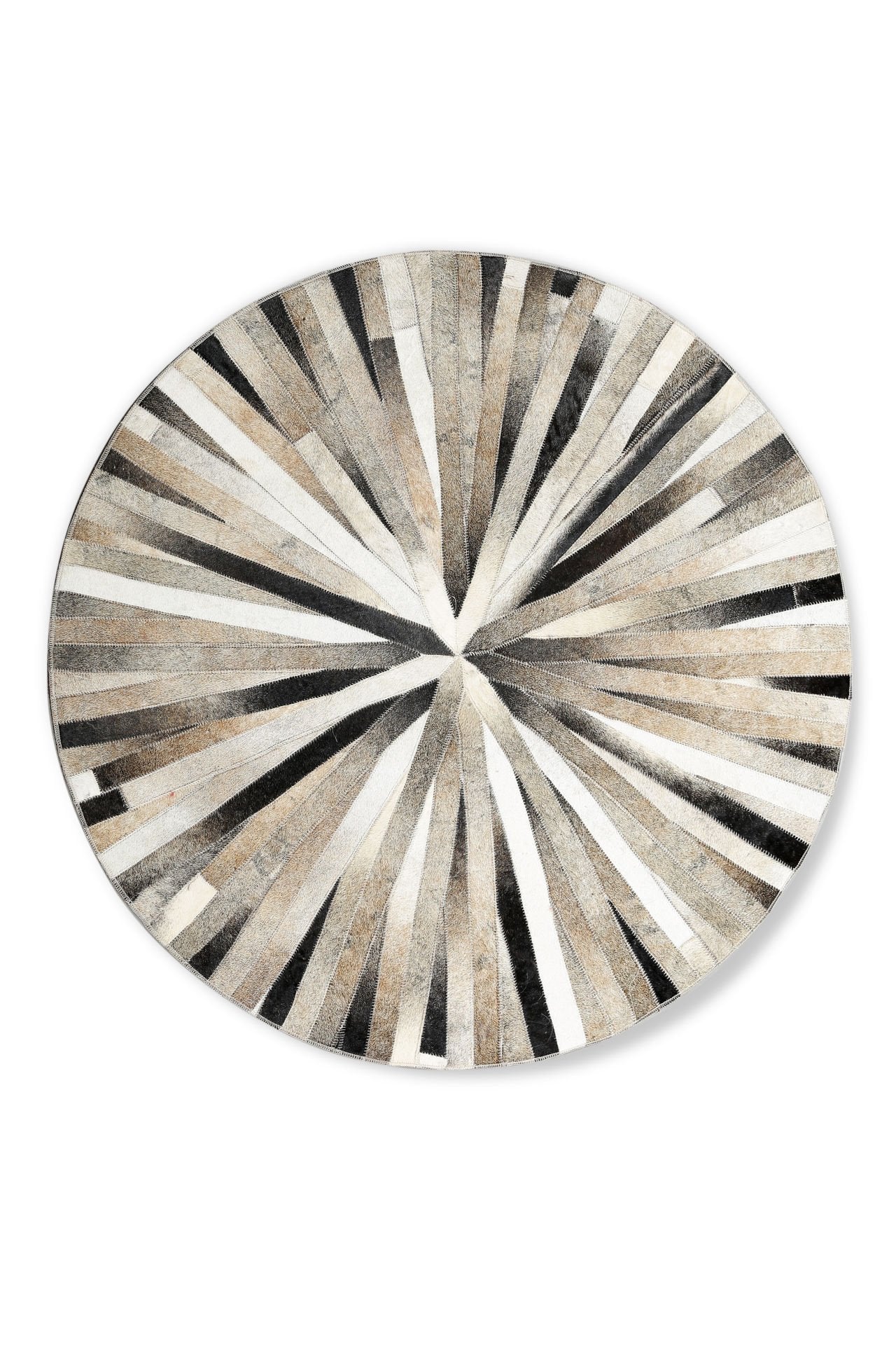 Black and White Striped Round Patchwork Calfskin
