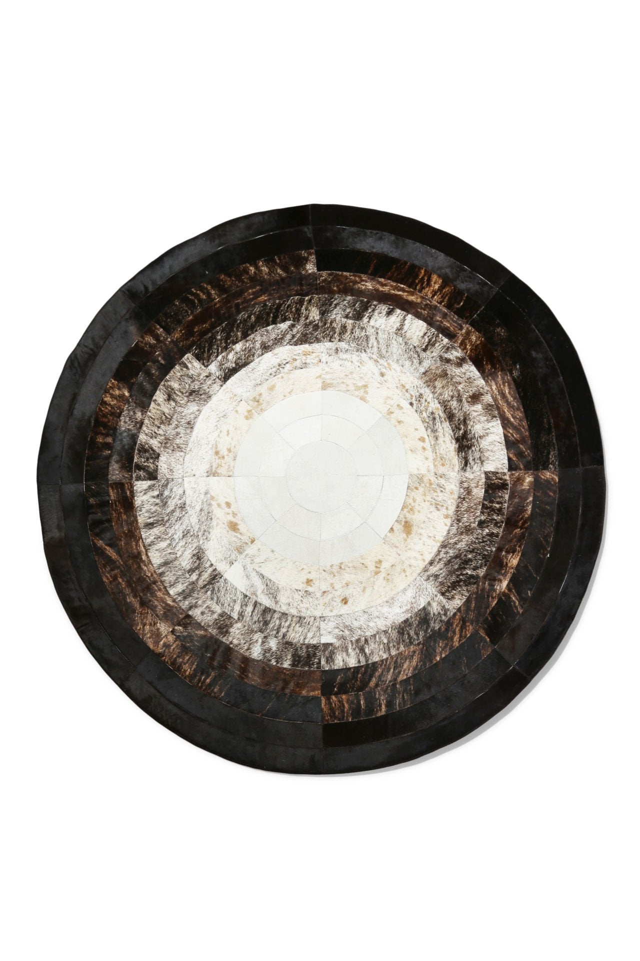 Black and White Round Calfskin Rug