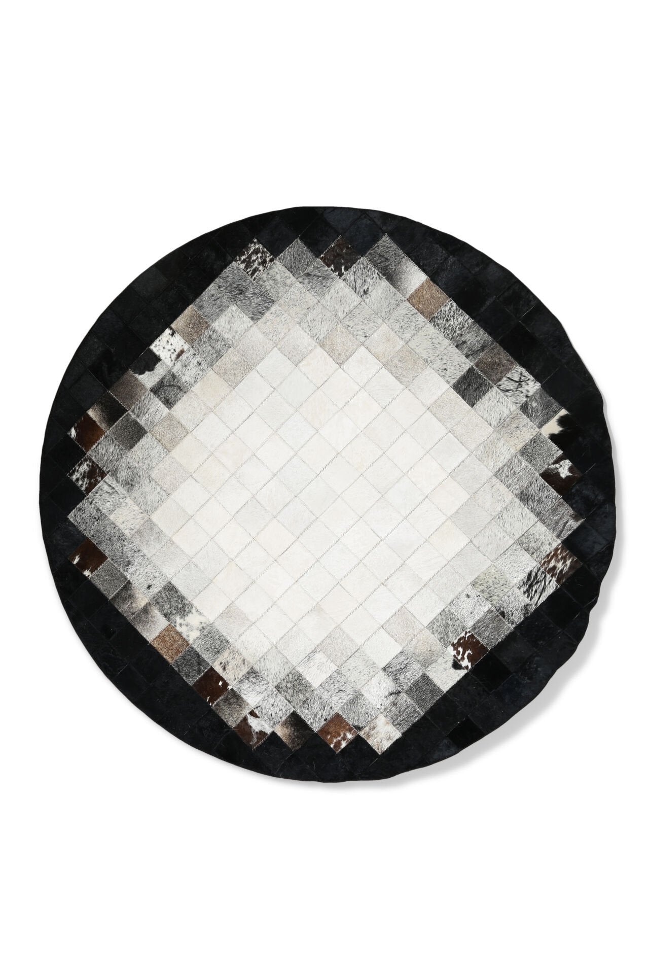 Black and White Color Natural Calfskin Patchwork Rug