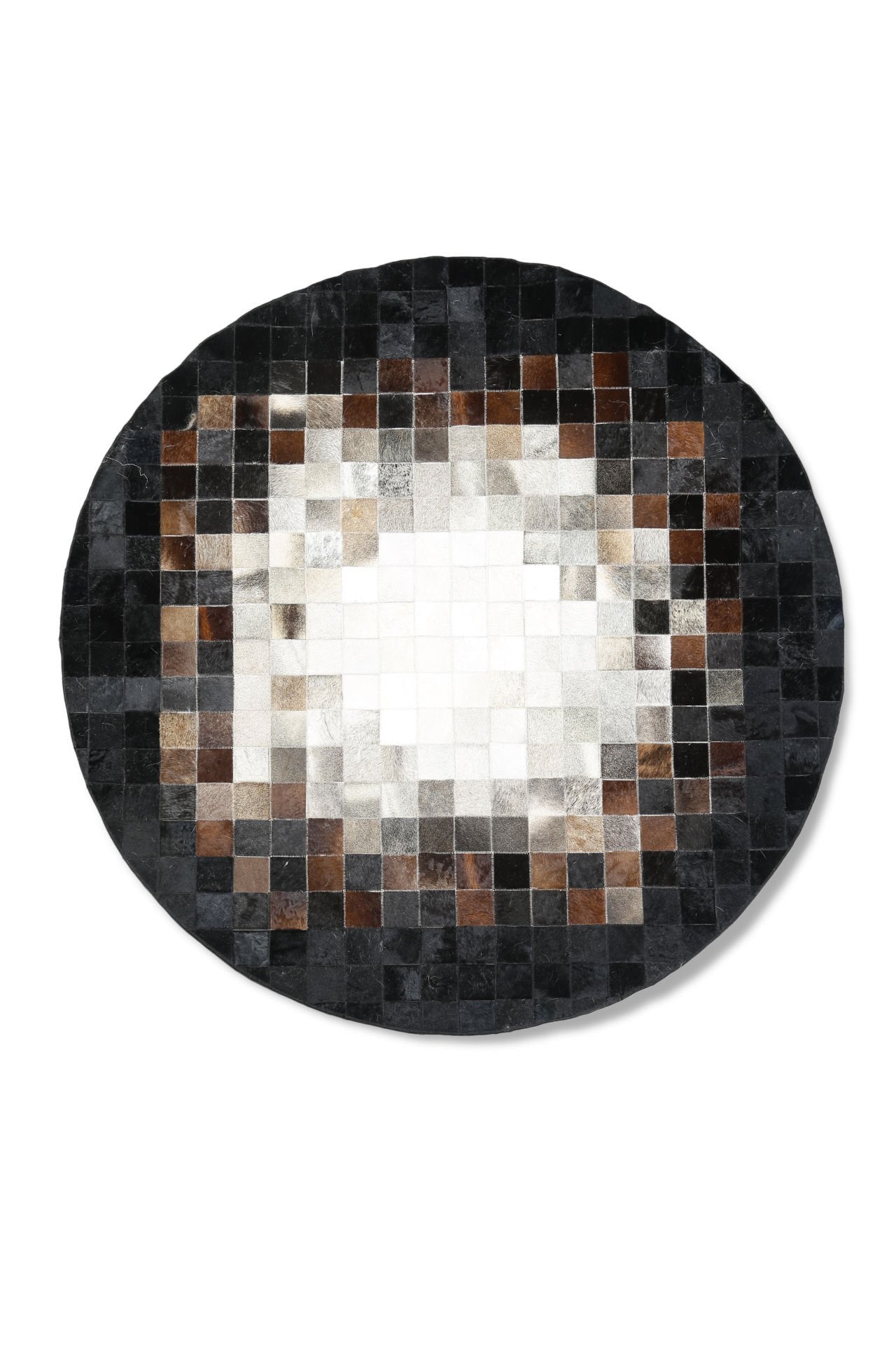 Black and White Color Natural Calfskin Patchwork Rug