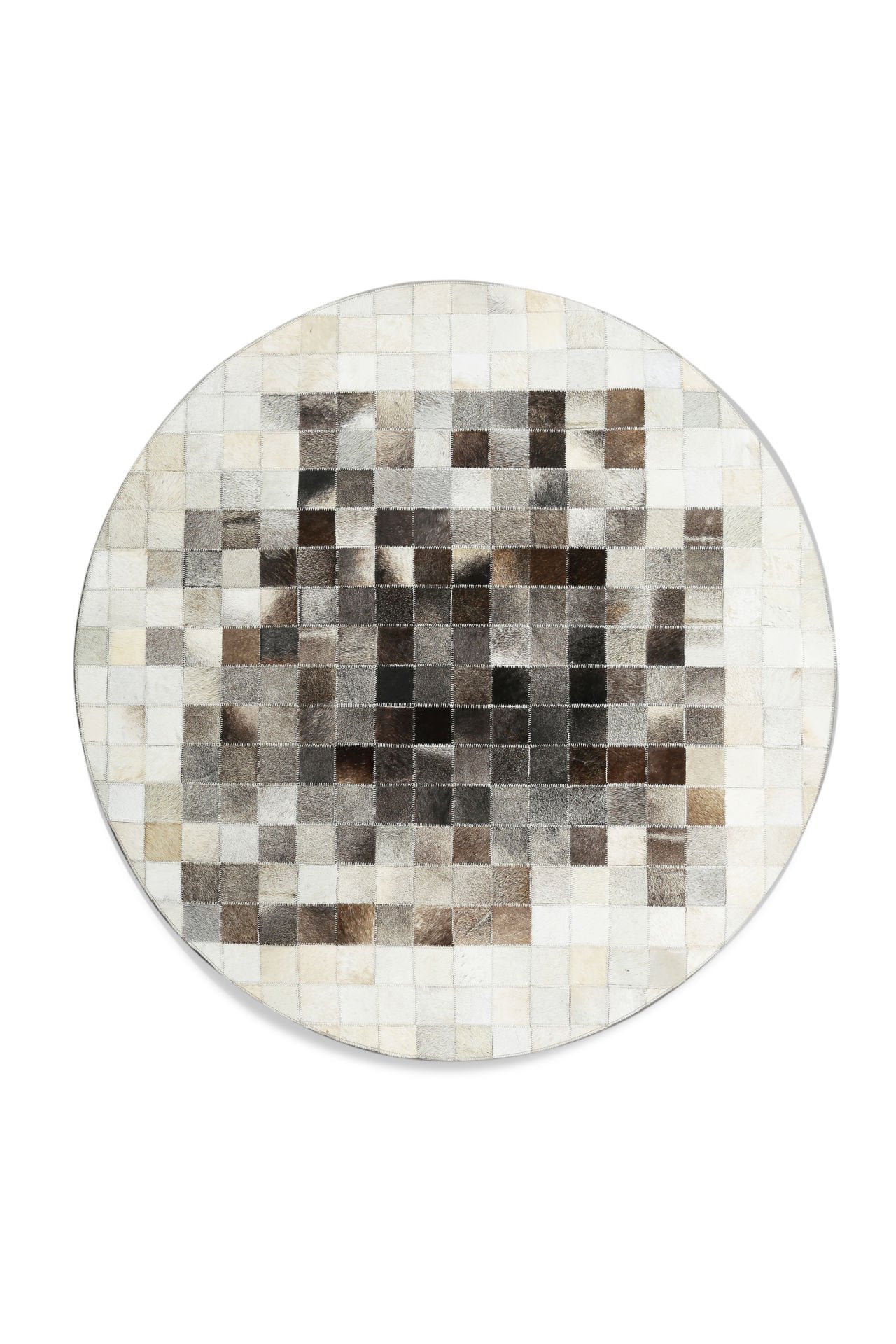 White and Black Calfskin Patchwork Rug