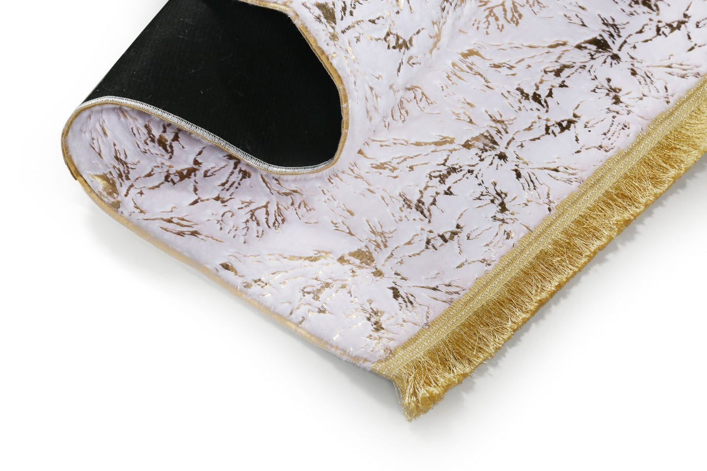 White Plush Carpet with Gold Foil Bird Feet Model