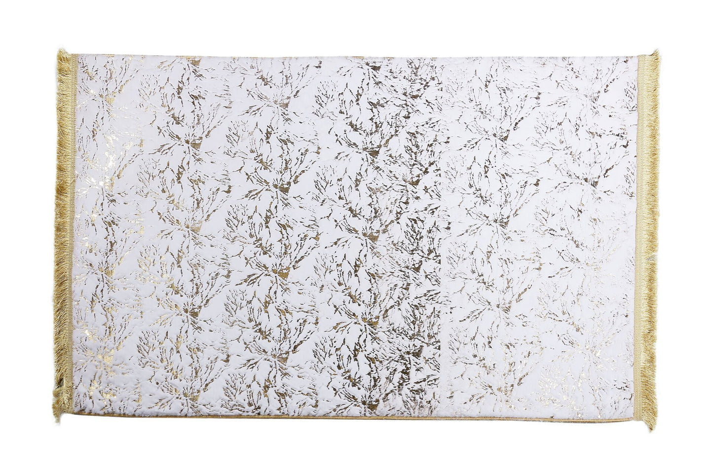 White Plush Carpet with Gold Foil Bird Feet Model