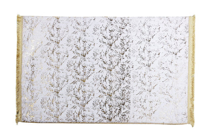 White Plush Carpet with Gold Foil Bird Feet Model