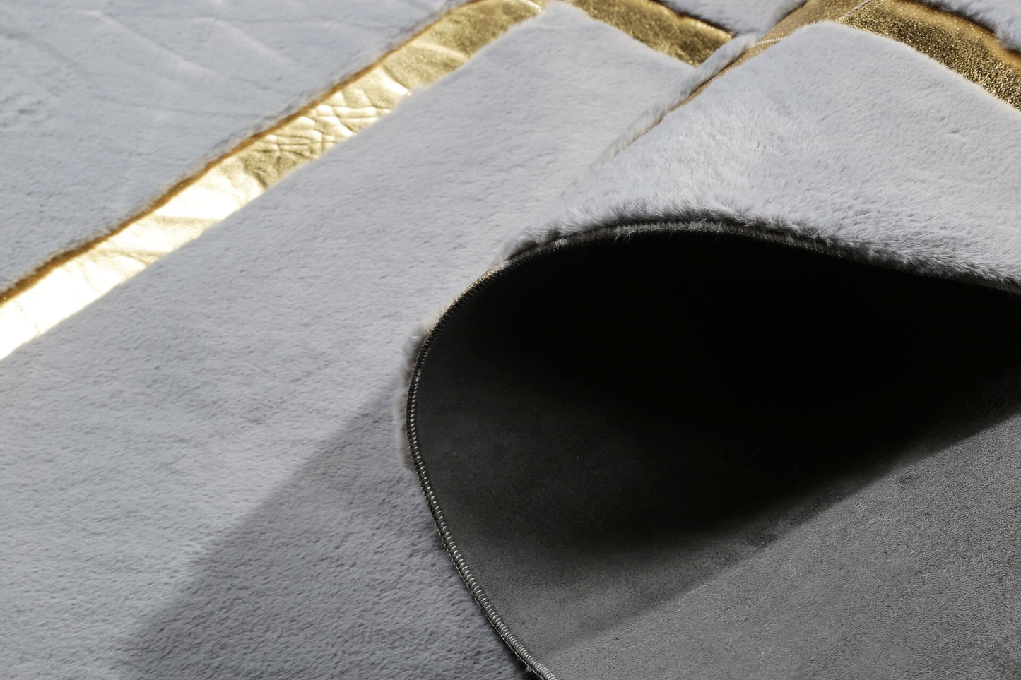 Gold Foil Gray Plush Rug