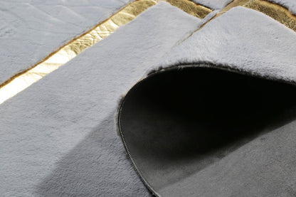 Gold Foil Gray Plush Rug