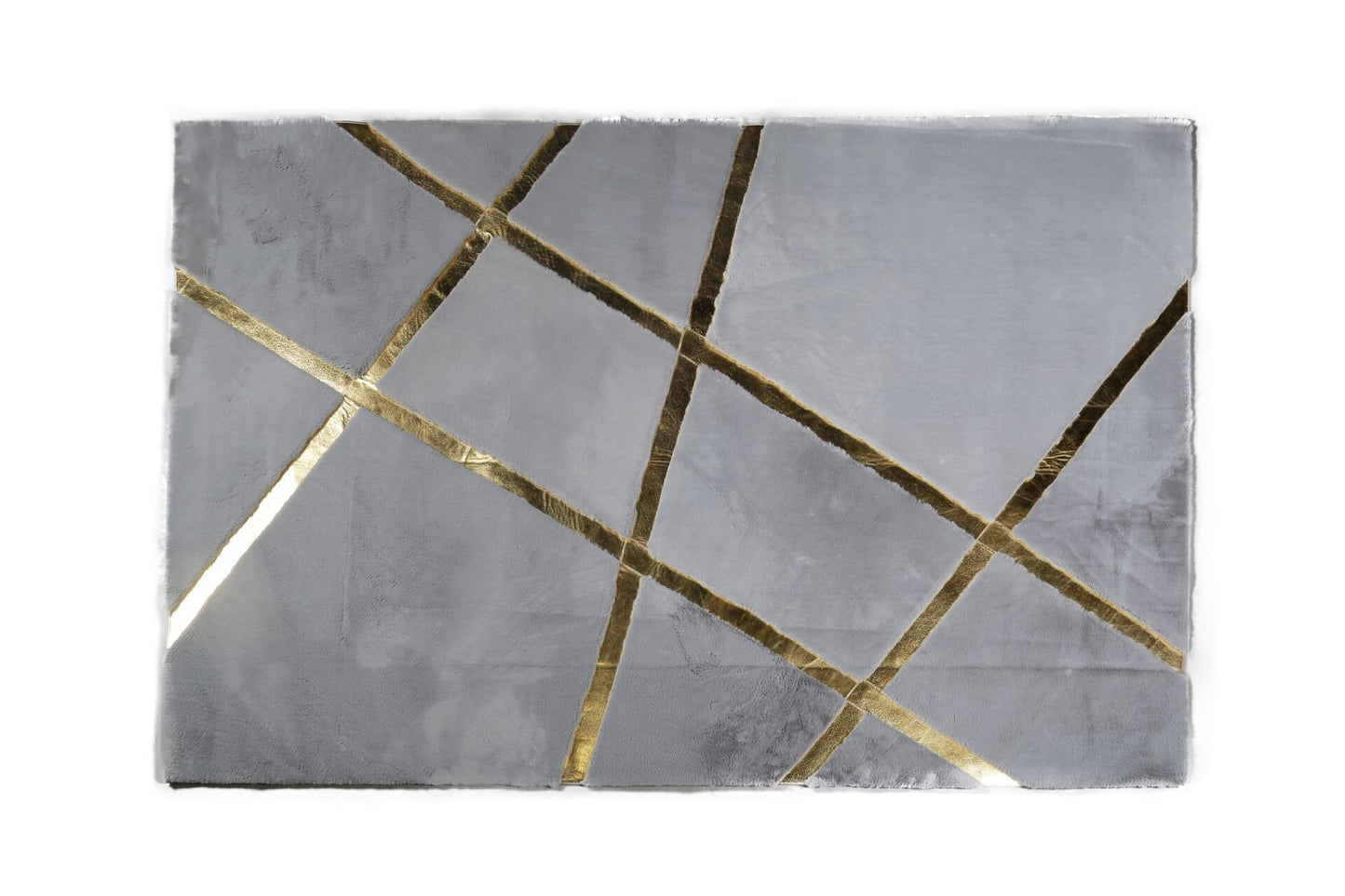 Gold Foil Gray Plush Rug