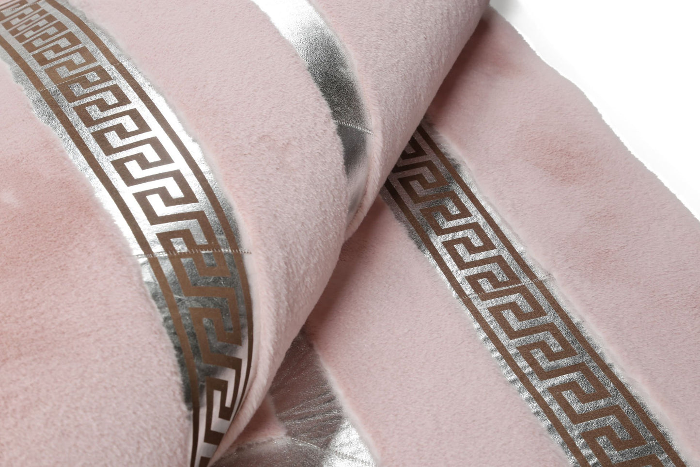 Pink Plush Rug with Silver Foil