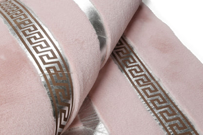 Pink Plush Rug with Silver Foil