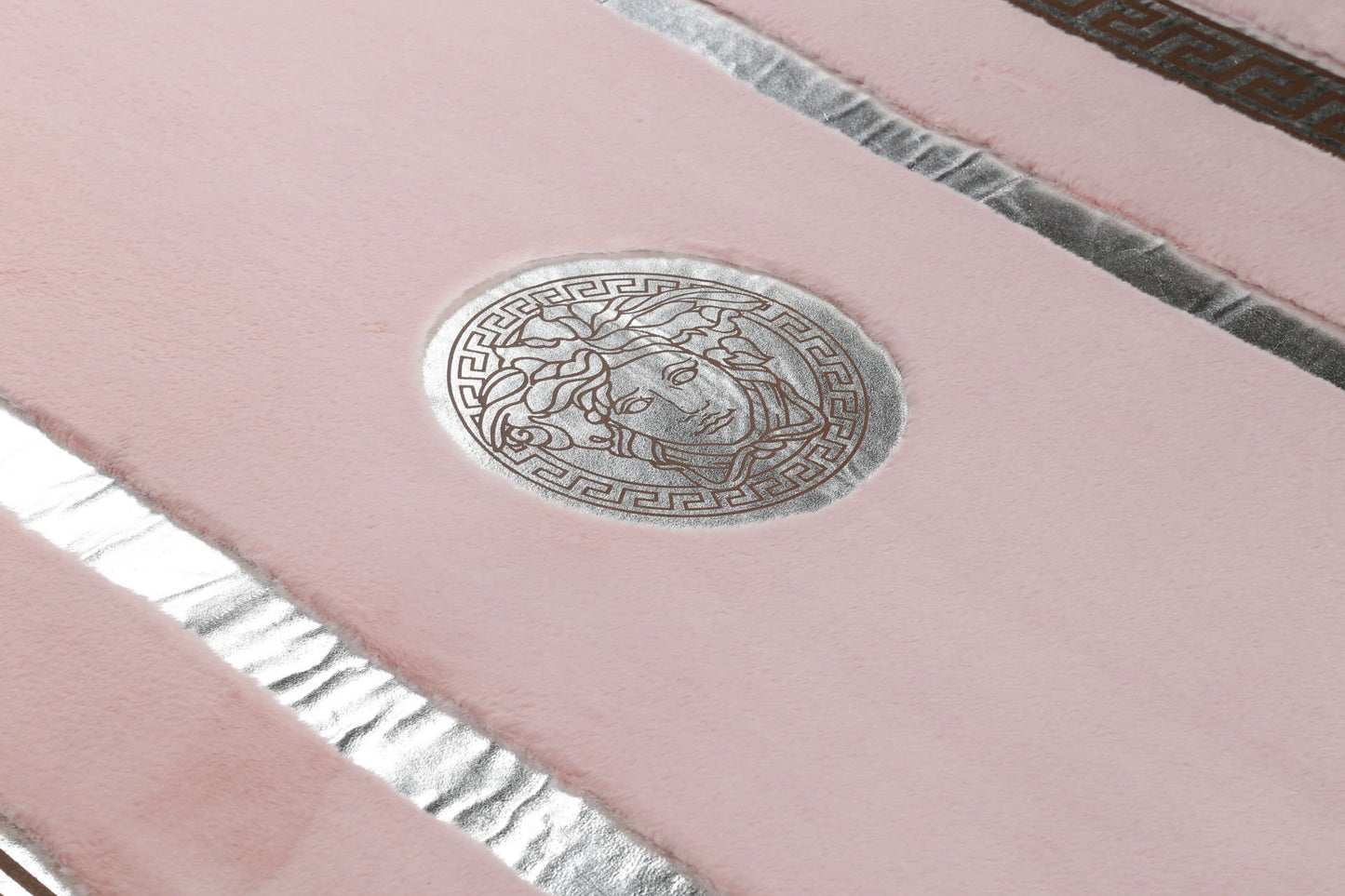 Pink Plush Rug with Silver Foil