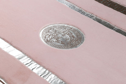 Pink Plush Rug with Silver Foil