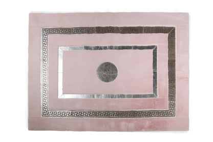 Pink Plush Rug with Silver Foil