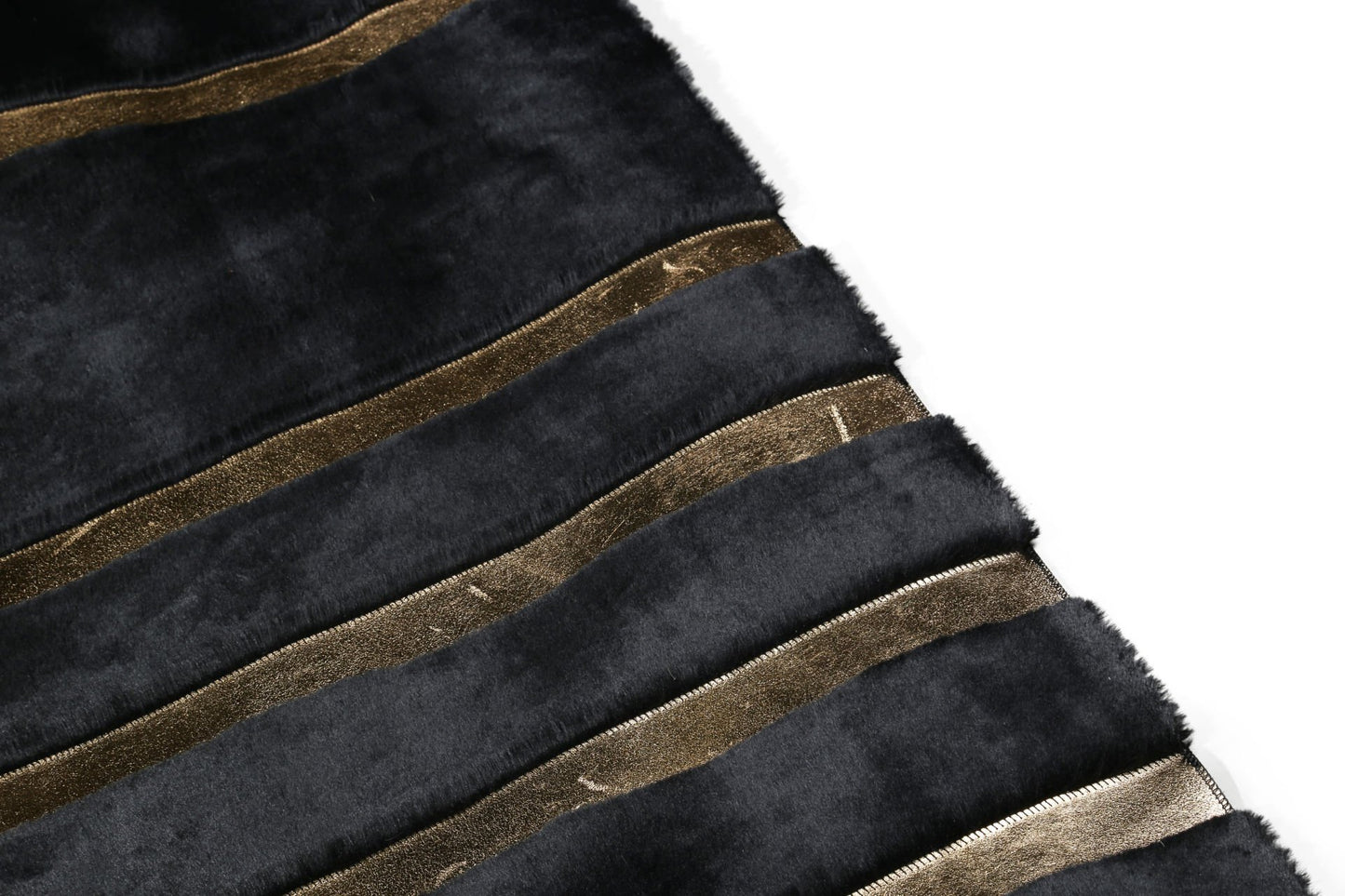 Black Plush Rug with Gold Foil