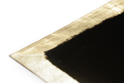 Gold Foil Medusa Patterned Black Plush Rug
