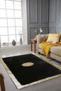 Gold Foil Medusa Patterned Black Plush Rug
