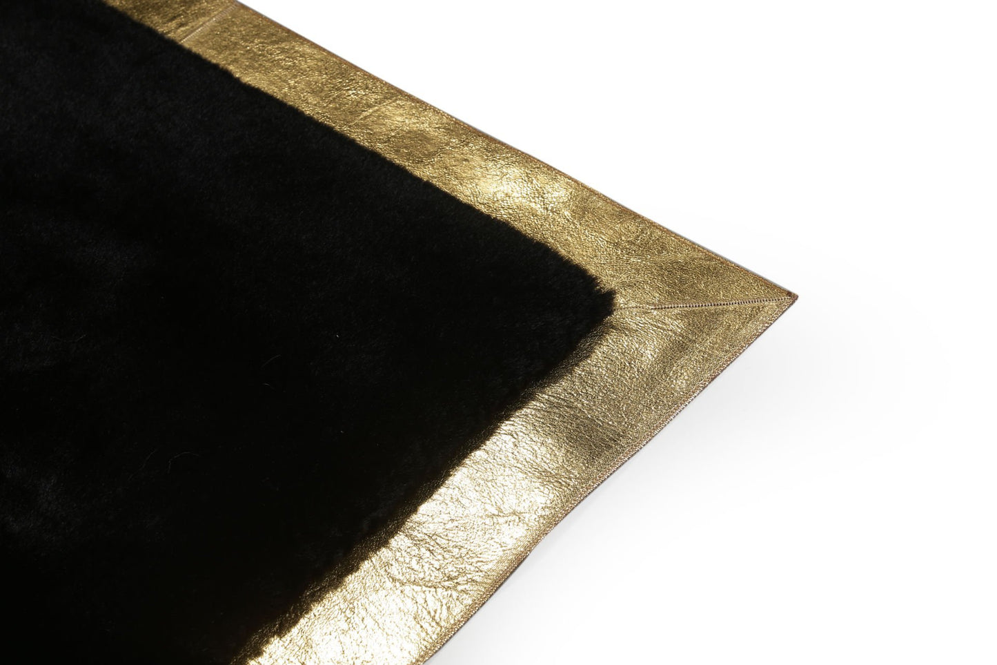 Gold Foil Medusa Patterned Black Plush Rug
