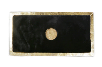 Gold Foil Medusa Patterned Black Plush Rug