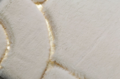 White Plush Carpet with Gold Foil