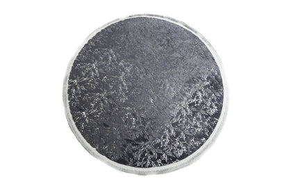 Silver Foil Bird's Foot Modeled Black Plush Doormat with Tassels