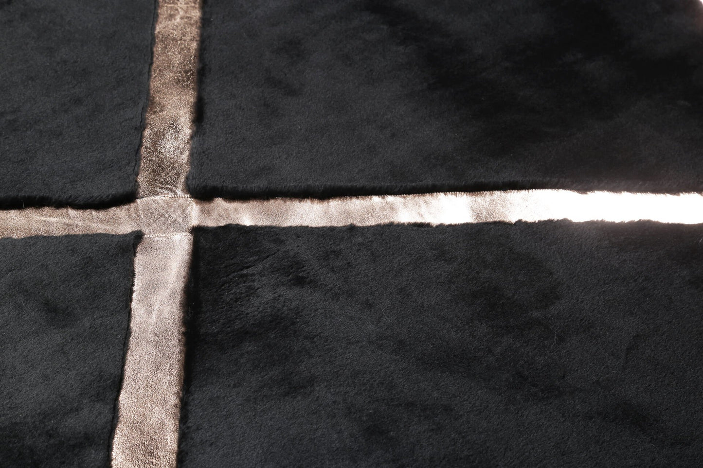 Black Plush Rug with Bronze Foil