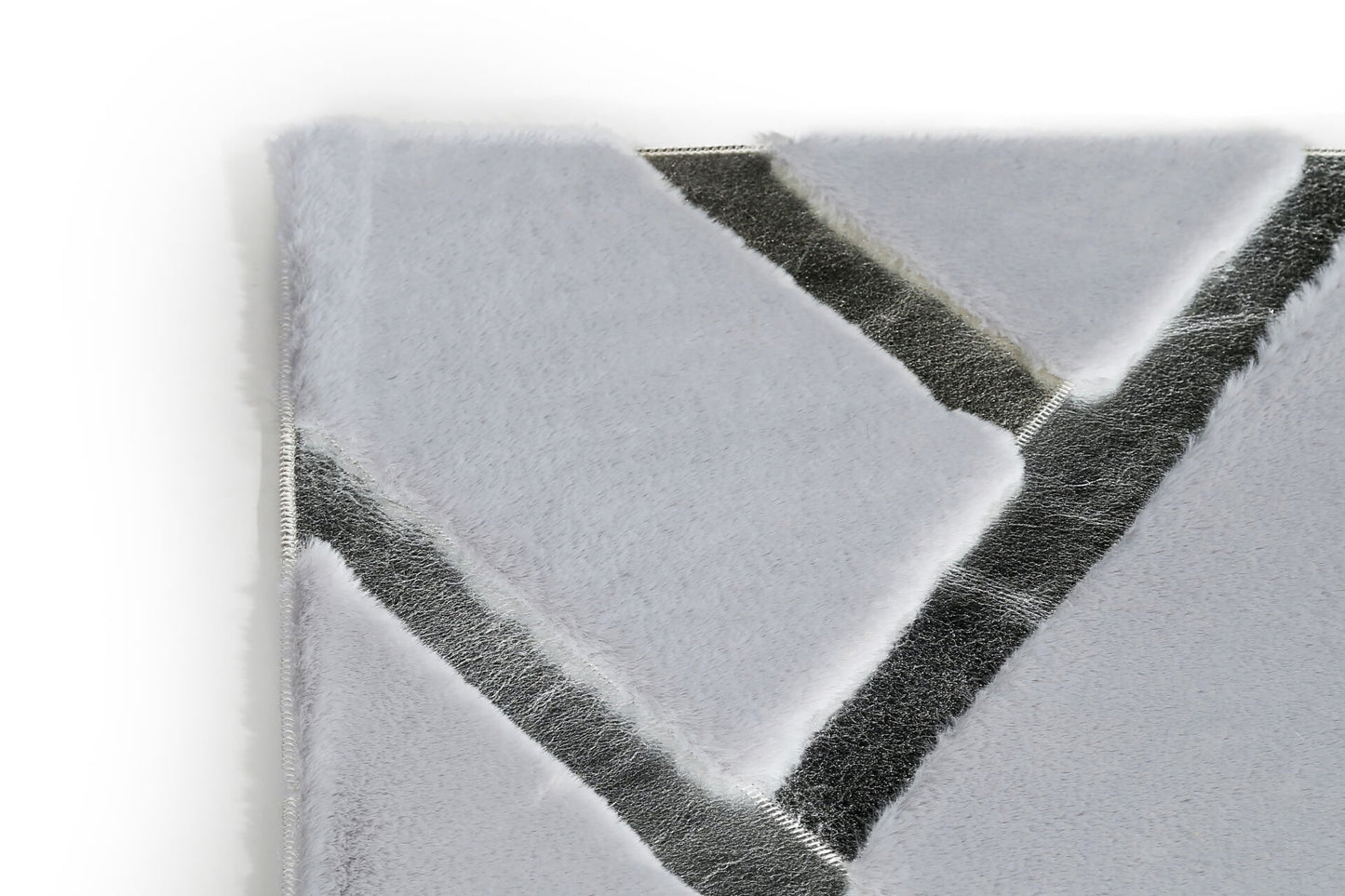Gray Plush Rug with Silver Foil