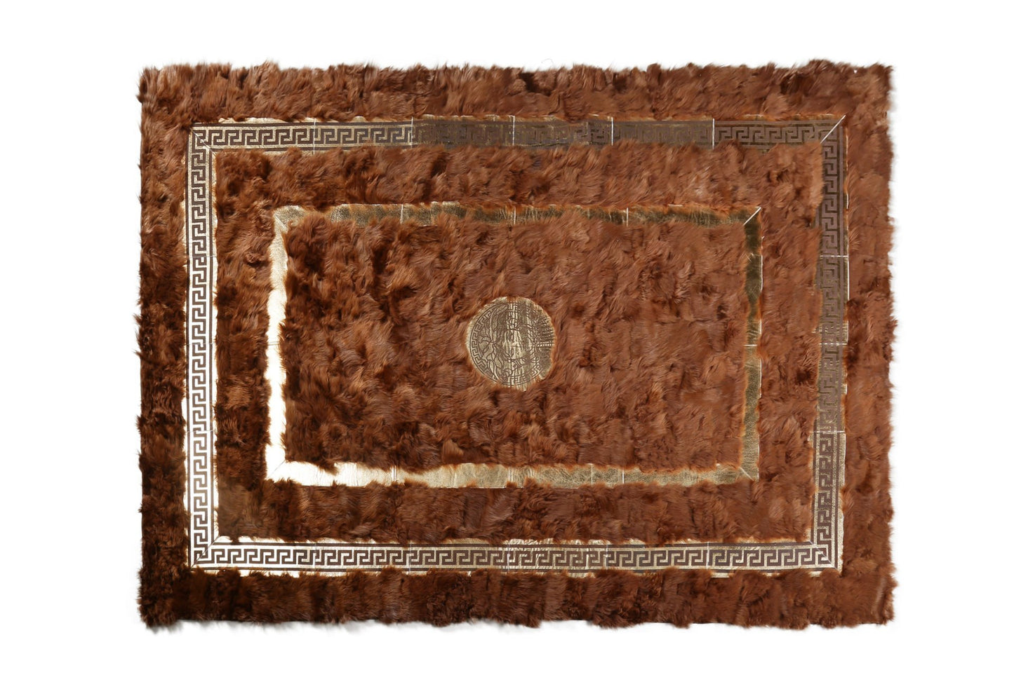 Medusa Patterned Brown Tuscan Carpet with Gold Foil