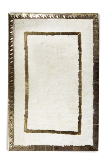 White Lamb Fur Carpet with Gold Foil