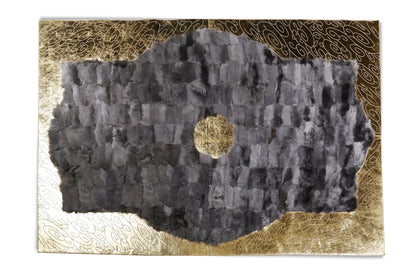 Gray Tuscany Carpet with Gold Foil
