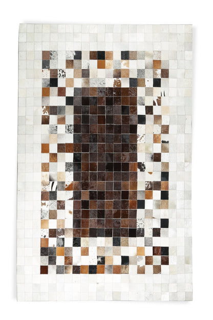 Cream and Brown Patchwork Natural Calfskin