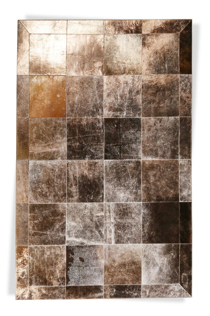 Calfskin Patchwork Rug with Gold Bronze Foil