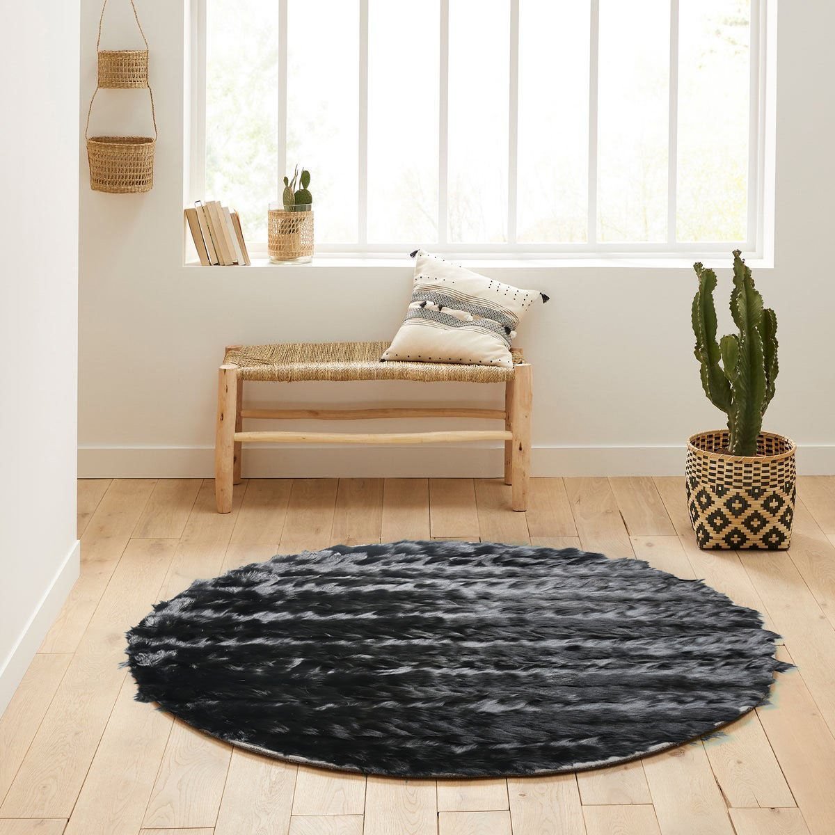 Black Natural Fur Carpet
