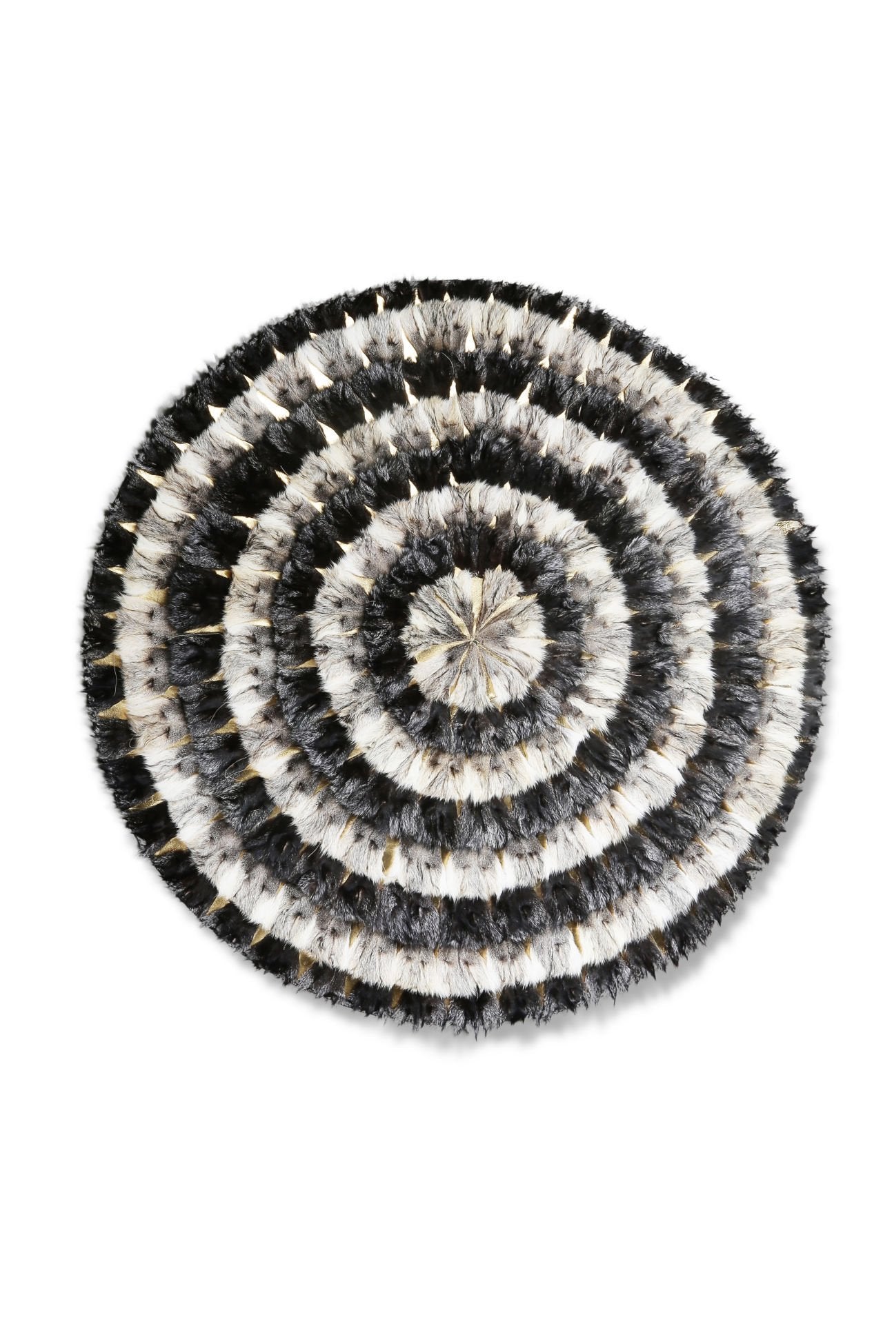 Brown Calfskin Stitch Patchwork Round Rug