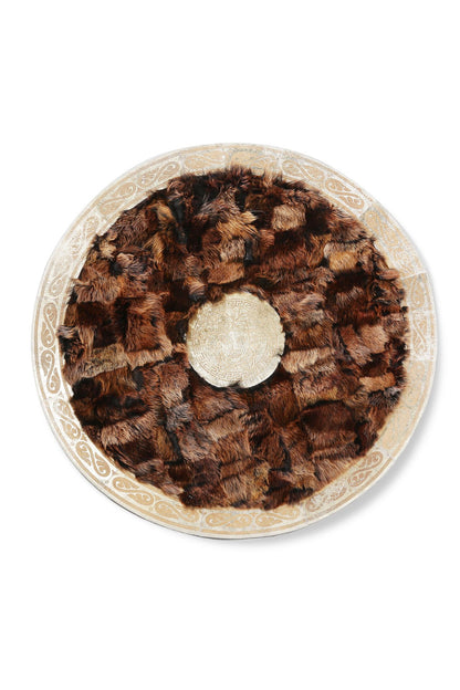 Ottoman Patterned Brown Natural Fur Round Rug