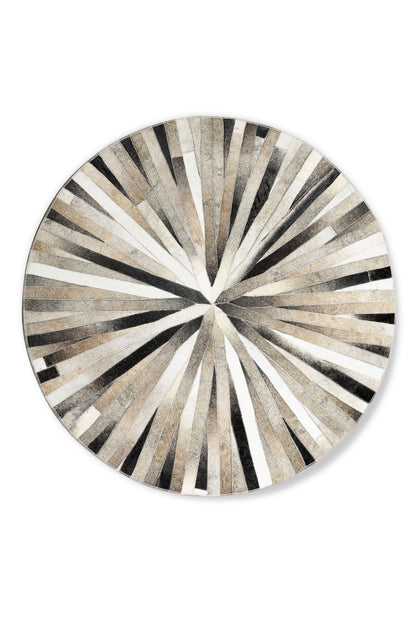 Black and White Striped Round Patchwork Calfskin