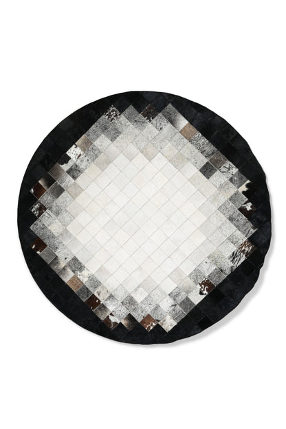 Black and White Color Natural Calfskin Patchwork Rug