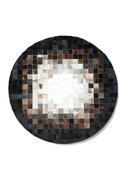 Black and White Color Natural Calfskin Patchwork Rug